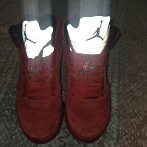 Jordan Red High-Top Sneakers with Suede Finish